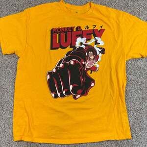 One Piece Monkey D Luffy Gear 4 Anime Graphic Tee Mens 2XL Yellow Shirt EUC